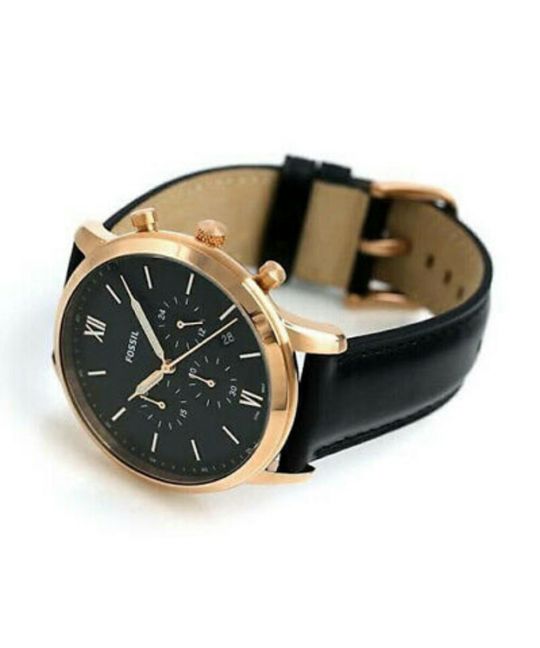 Buy Fossil Men's Chronograph Quartz Black Leather Strap Black Dial 44mm Watch FS5381 in Pakistan