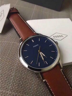 Buy Men's Quartz The Minimalist Brown Leather Strap Blue Dial 44Mm Watch in Pakistan