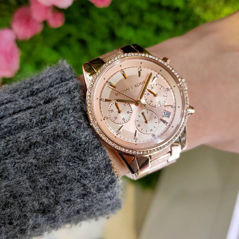 Buy Michael Kors Womens Quartz Ritz Stainless Steel Rose Gold Dial 37mm Watch - Mk6598 in Pakistan
