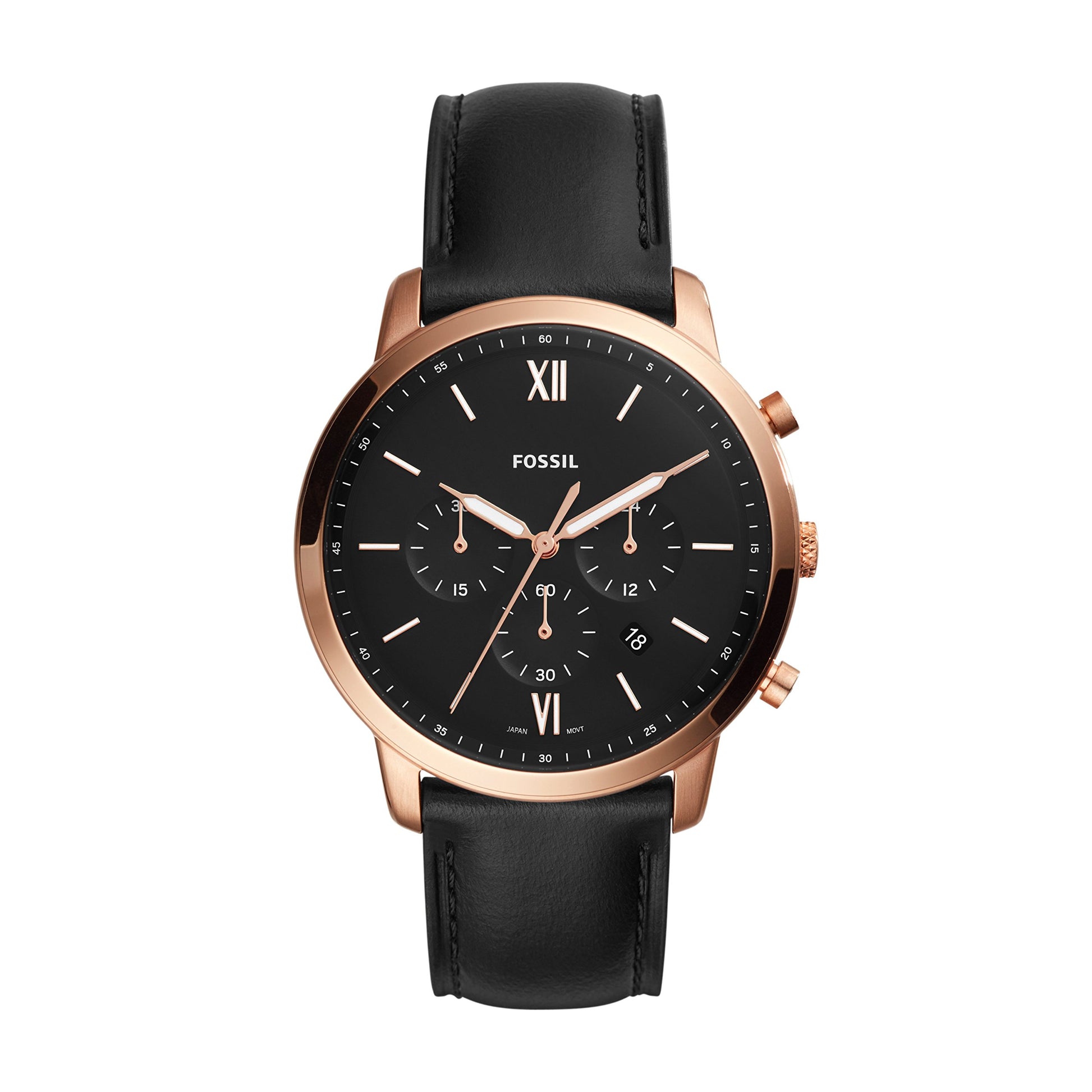 Buy Fossil Men's Chronograph Quartz Black Leather Strap Black Dial 44mm Watch FS5381 in Pakistan