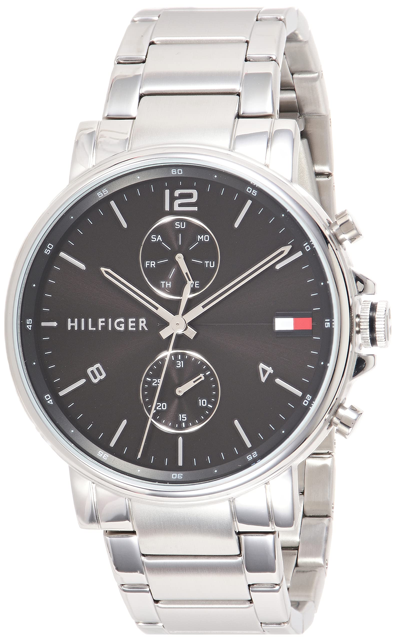 Buy Tommy Hilfiger Mens Quartz Silver Stainless Steel Black Dial 44mm Watch - 1710413 in Pakistan