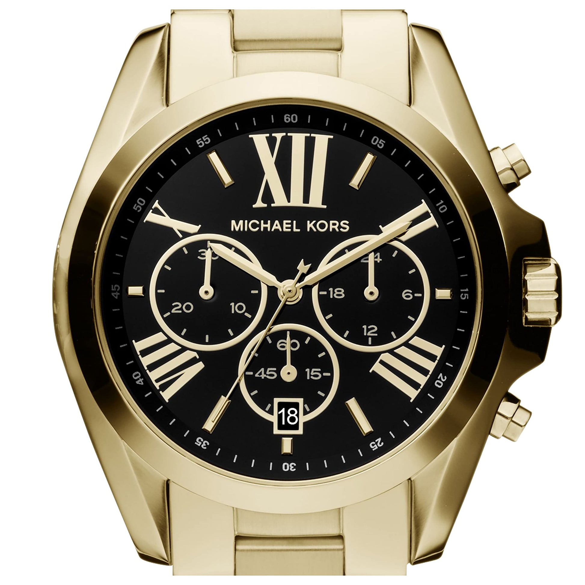 Buy Michael Kors Womens Chronograph Quartz Bradshaw Gold Stainless Steel Black Dial 43mm Watch - Mk5739 in Pakistan