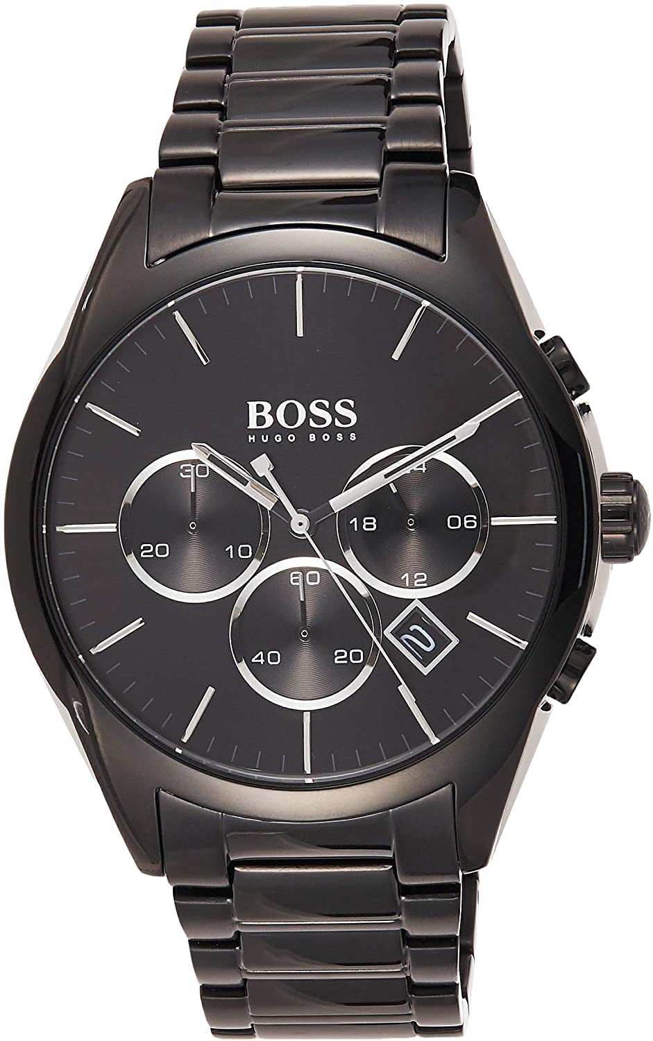Buy Hugo Boss Mens Chronograph Quartz Onyx Stainless Steel Black Dial 46mm Watch - 1513365 in Pakistan