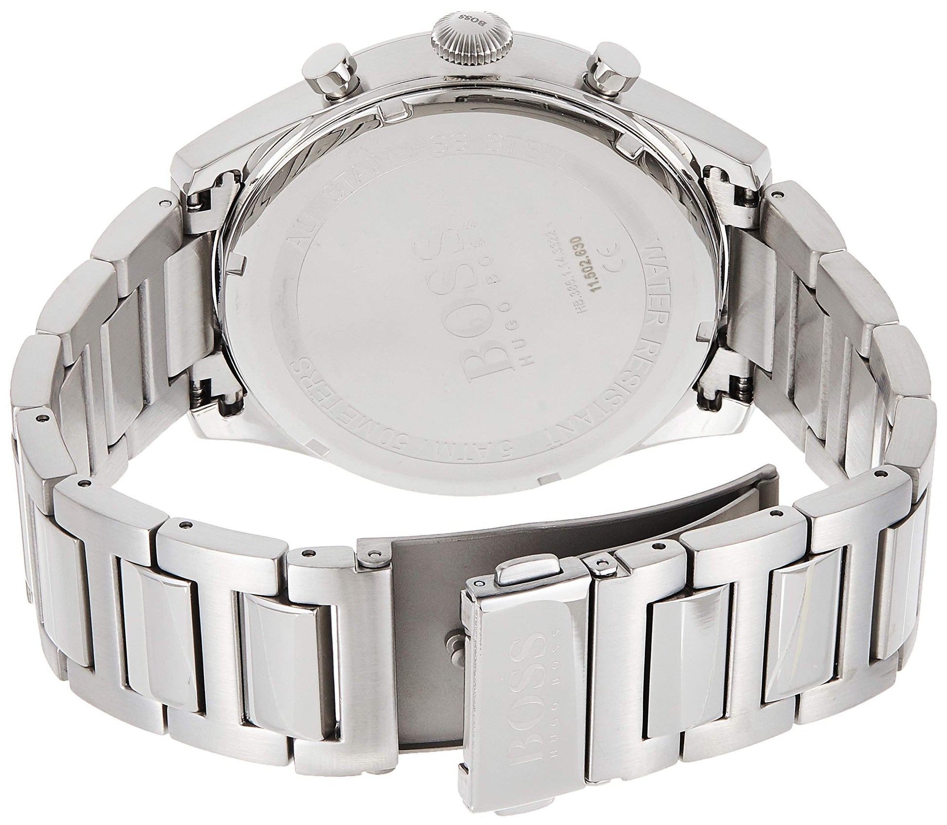 Buy Hugo Boss Mens Chronograph Silver Stainless Steel Black Dial 44mm Watch - 1513712 in Pakistan
