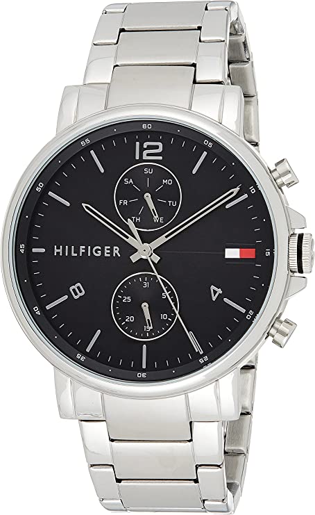 Buy Tommy Hilfiger Mens Quartz Silver Stainless Steel Black Dial 44mm Watch - 1710413 in Pakistan