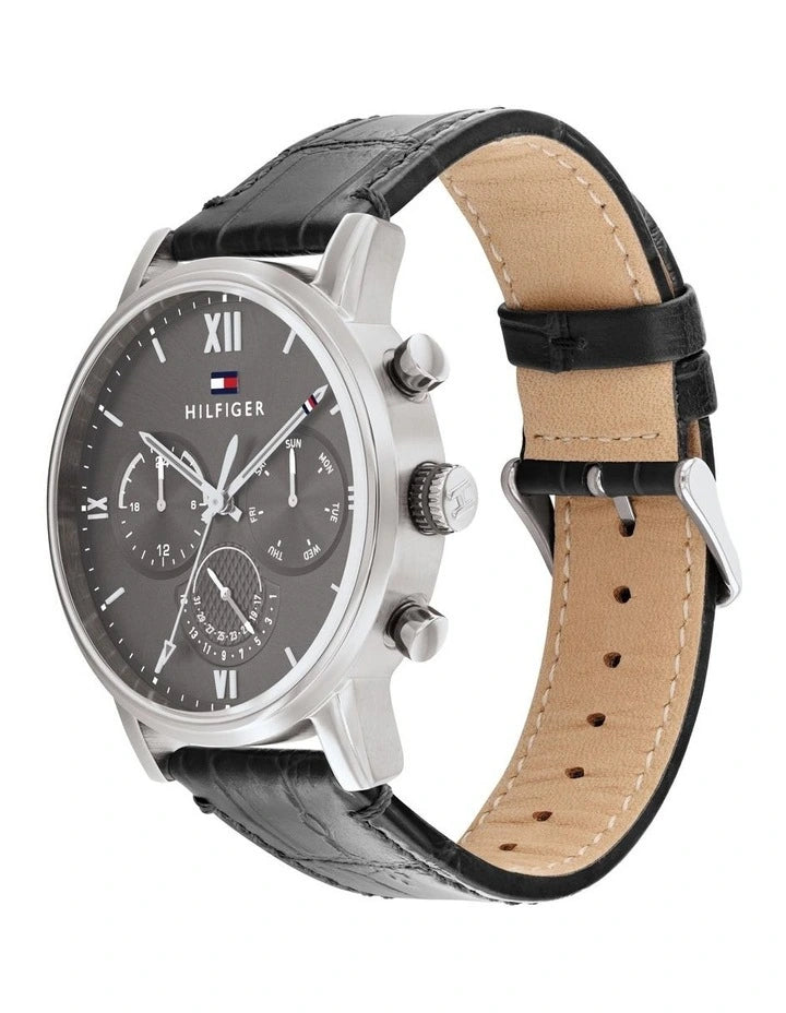 Buy Tommy Hilfiger Mens Quartz Leather Strap Black Dial 44mm Watch - 1710395 in Pakistan