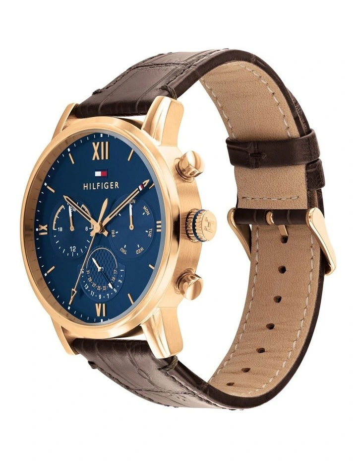 Buy Tommy Hilfiger Quartz Brown Leather Strap Blue Dial 46mm Watch for Men - 1791532 in Pakistan