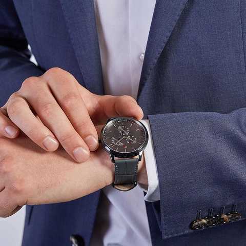 Buy Tommy Hilfiger Mens Quartz Leather Strap Black Dial 44mm Watch - 1791604 in Pakistan