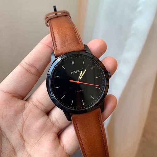 Buy Men's Quartz Brown Leather Strap Black Dial 44Mm Watch in Pakistan