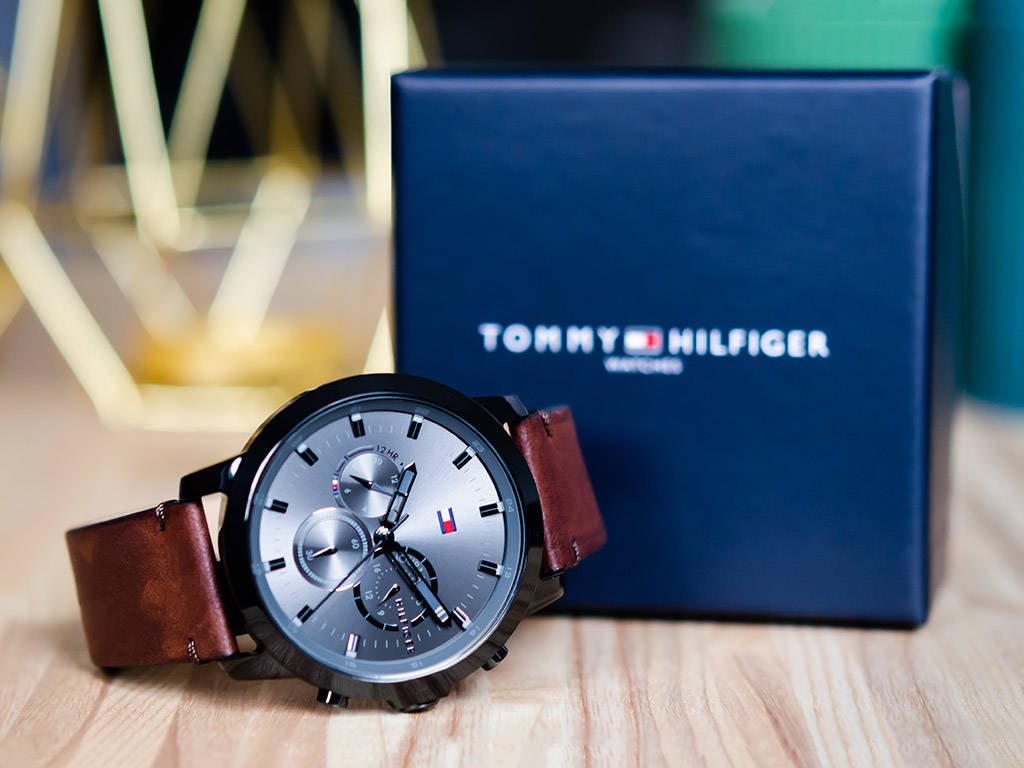 Buy Tommy Hilfiger Mens Quartz Brown Leather Strap Grey Dial 46mm Watch - 1791799 in Pakistan