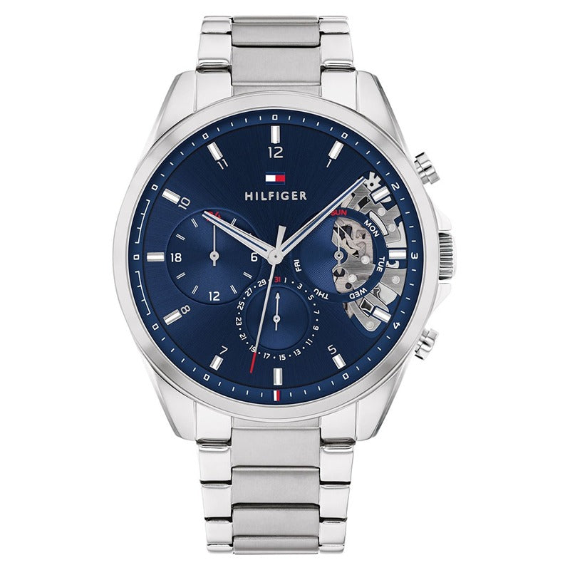 Buy Tommy Hilfiger Mens Quartz Silver Stainless Steel Blue Dial 44mm Watch - 1710448 in Pakistan