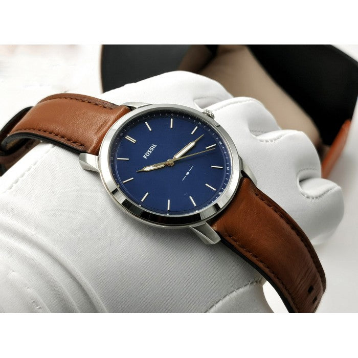 Buy Men's Quartz The Minimalist Brown Leather Strap Blue Dial 44Mm Watch in Pakistan