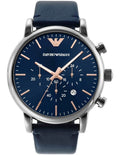 Buy Emporio Armani Men's Chronograph Leather Strap Blue Dial 46mm Watch - AR11451 in Pakistan