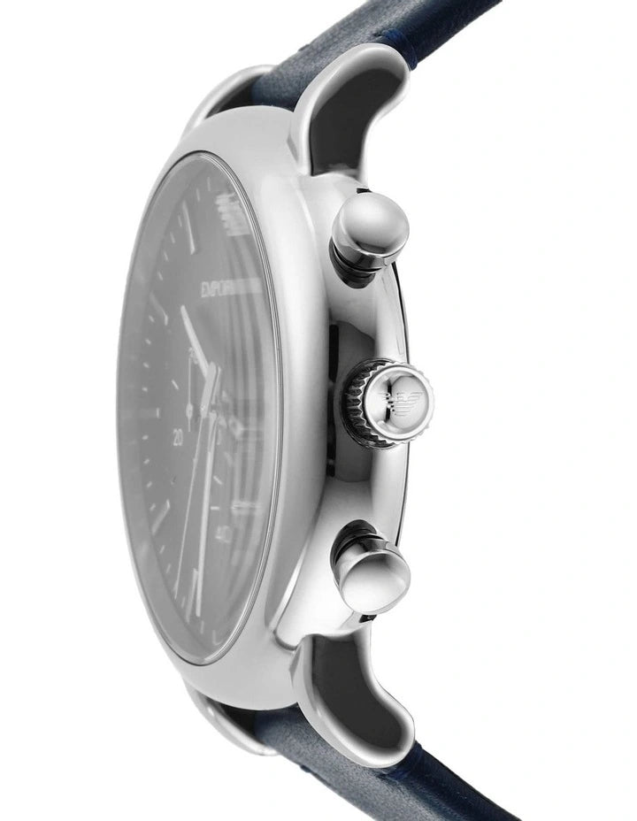 Buy Emporio Armani Men's Chronograph Leather Strap Blue Dial 46mm Watch - AR11451 in Pakistan