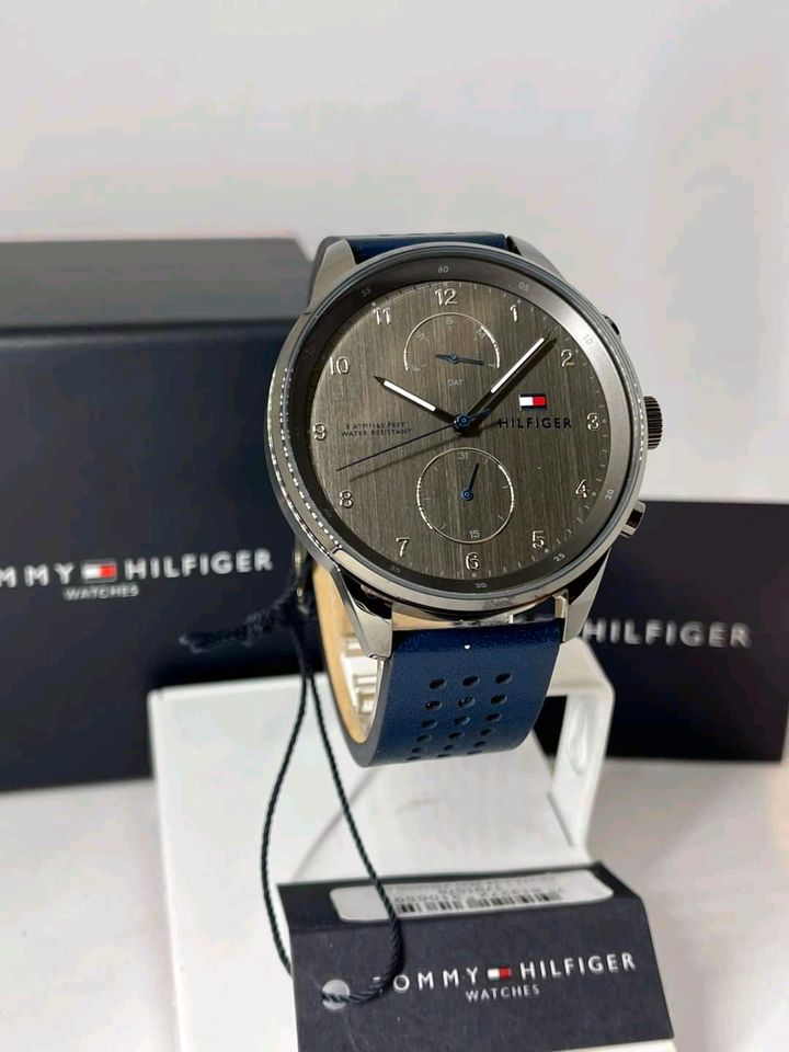 Buy Tommy Hilfiger Quartz Leather Strap Grey Dial 44mm Watch for Men - 1791578 in Pakistan
