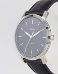 Buy Men's Quartz Minimalist Black Leather Strap Black Dial 44Mm Watch in Pakistan
