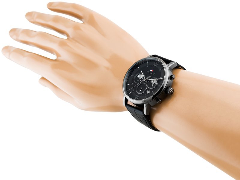 Buy Tommy Hilfiger Mens Quartz Leather Strap Black Dial 44mm Watch - 1710395 in Pakistan