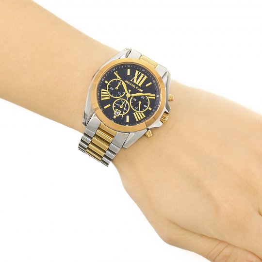 Buy Michael Kors Womens Chronograph Quartz Bradshaw Two Tone Stainless Steel Blue Dial 43mm Watch - Mk5976 in Pakistan