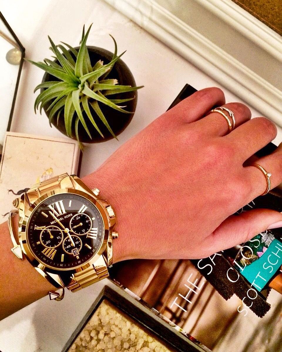 Buy Michael Kors Womens Chronograph Quartz Bradshaw Gold Stainless Steel Black Dial 43mm Watch - Mk5739 in Pakistan