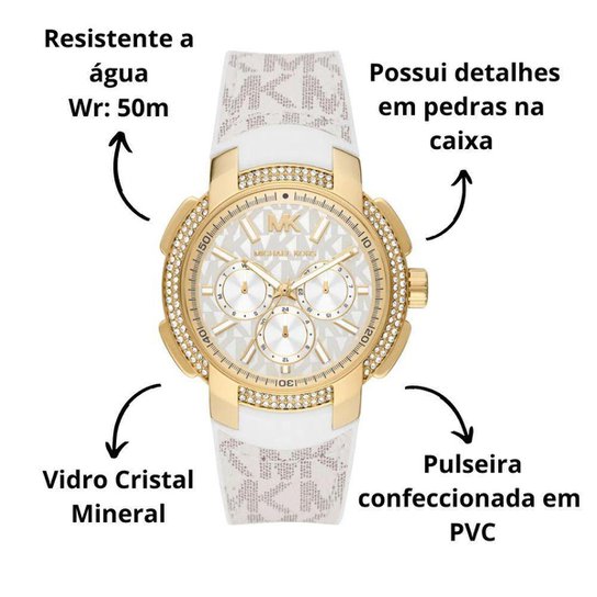 Buy Michael Kors Womens Quartz Sidney White Silicone Strap White Dial 42mm Watch - Mk7221 in Pakistan