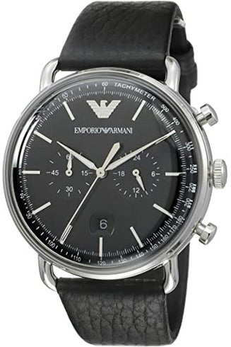Buy Emporio Armani Men's Chronograph Quartz Leather Strap Black Dial 43mm Watch AR11143 in Pakistan