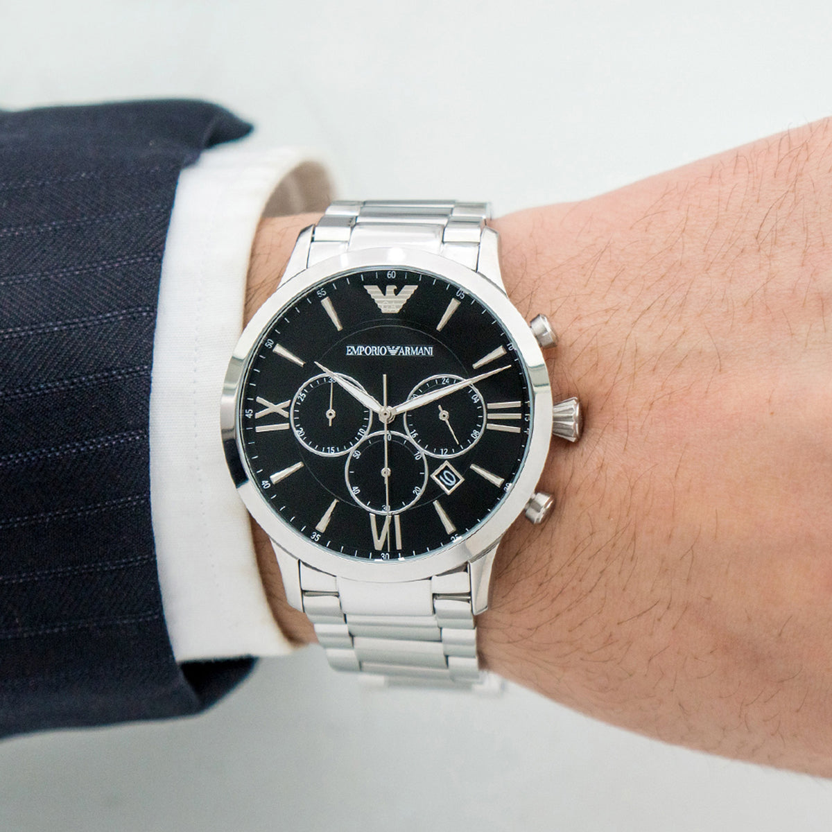 Buy Emporio Armani Men's Chronograph Stainless Steel Black Dial 44mm Watch AR11208 in Pakistan