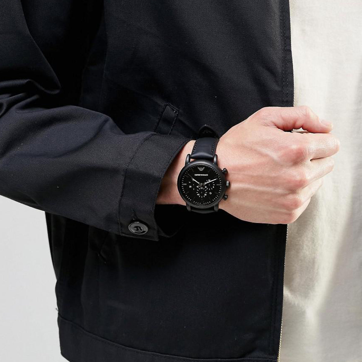 Buy Emporio Armani Chronograph Quartz Leather Strap Black Dial 46mm Watch for Men - Ar1970 in Pakistan