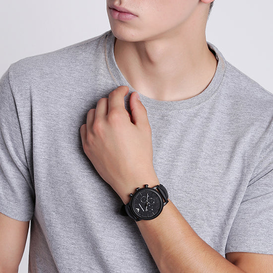 Buy Emporio Armani Chronograph Quartz Leather Strap Black Dial 46mm Watch for Men - Ar1970 in Pakistan