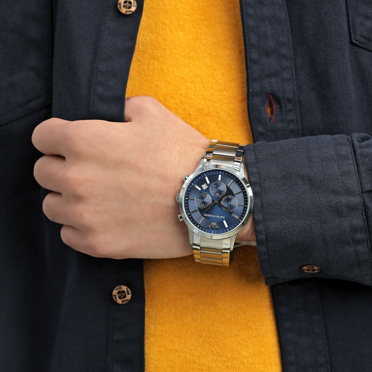 Buy Emporio Armani Men's Chronograph Quartz Stainless Steel Blue Dial 41mm Watch AR2448 in Pakistan