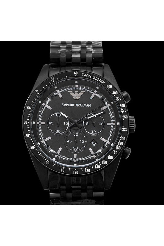Buy Emporio Armani Men's Sportivo Black IP Stainless Steel Bracelet Black Dial Chronograph Watch 5989 in Pakistan