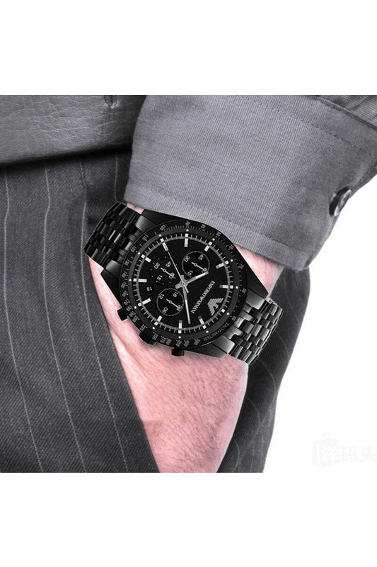 Buy Emporio Armani Men's Sportivo Black IP Stainless Steel Bracelet Black Dial Chronograph Watch 5989 in Pakistan