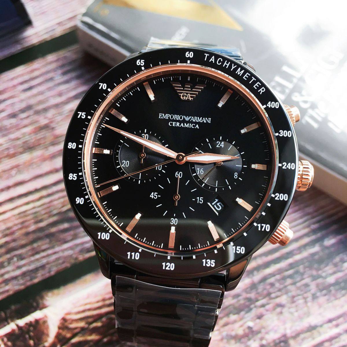 Buy Emporio Armani Men's Quartz Black Ceramic Black Dial 43mm Watch AR70002 in Pakistan