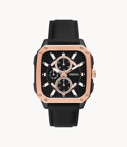 Buy Multifunction Black Dial Black Leather Watch For Men in Pakistan