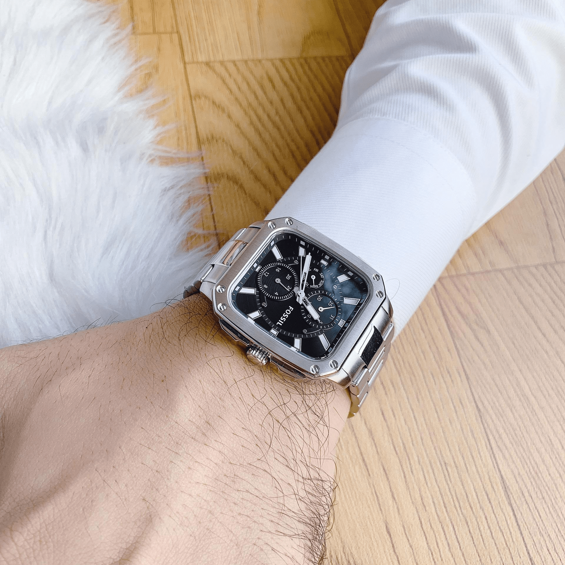 Buy Men's Quartz Inscription Silver Stainless Steel Strap Black Dial 42Mm Watch in Pakistan