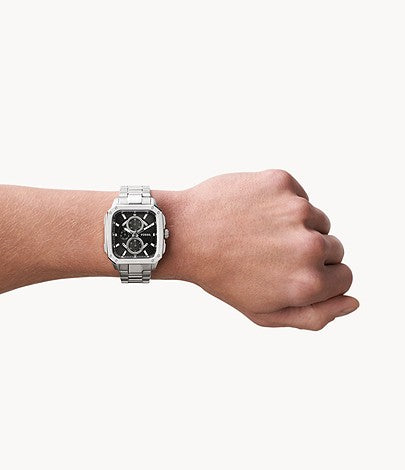 Buy Men's Quartz Inscription Silver Stainless Steel Strap Black Dial 42Mm Watch in Pakistan