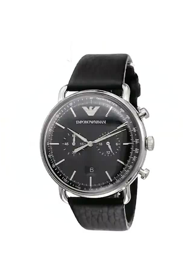 Buy Emporio Armani Men's Chronograph Quartz Leather Strap Black Dial 43mm Watch AR11143 in Pakistan