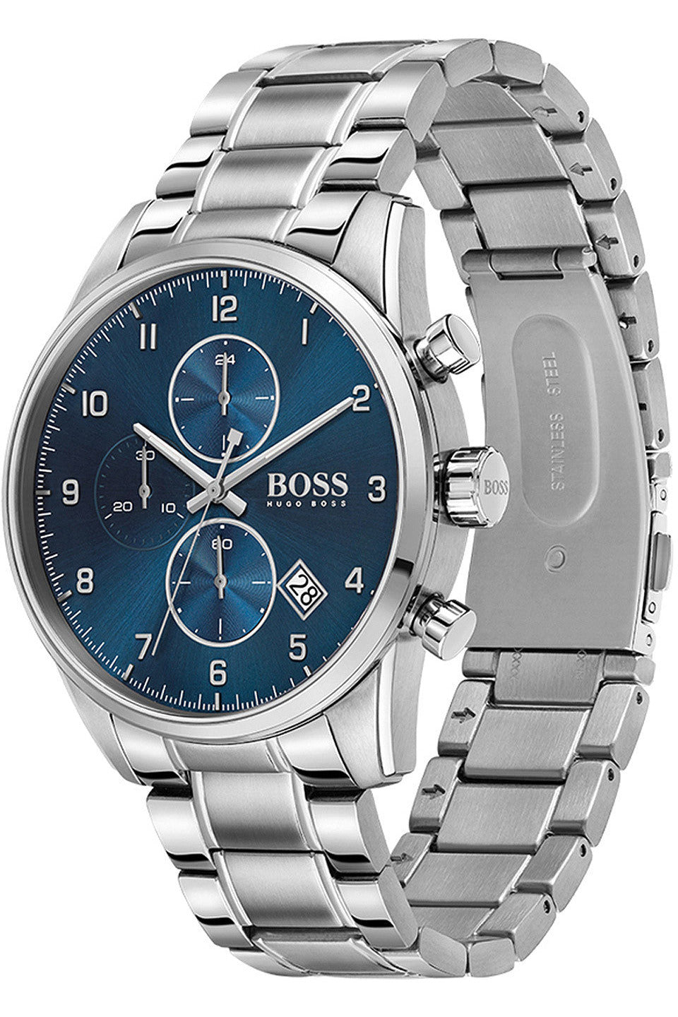 Buy Hugo Boss Mens Quartz Skymaster Chrono Stainless Steel Blue Dial 44mm Watch - 1513784 in Pakistan