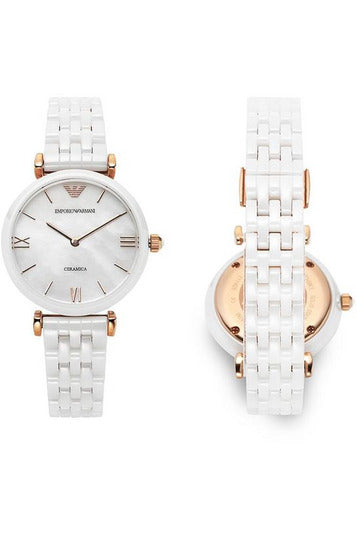 Buy Emporio Armani Retro White Ceramic Mother of Pearl Dial Quartz Watch for Ladies - Emporio Armani AR1486 in Pakistan