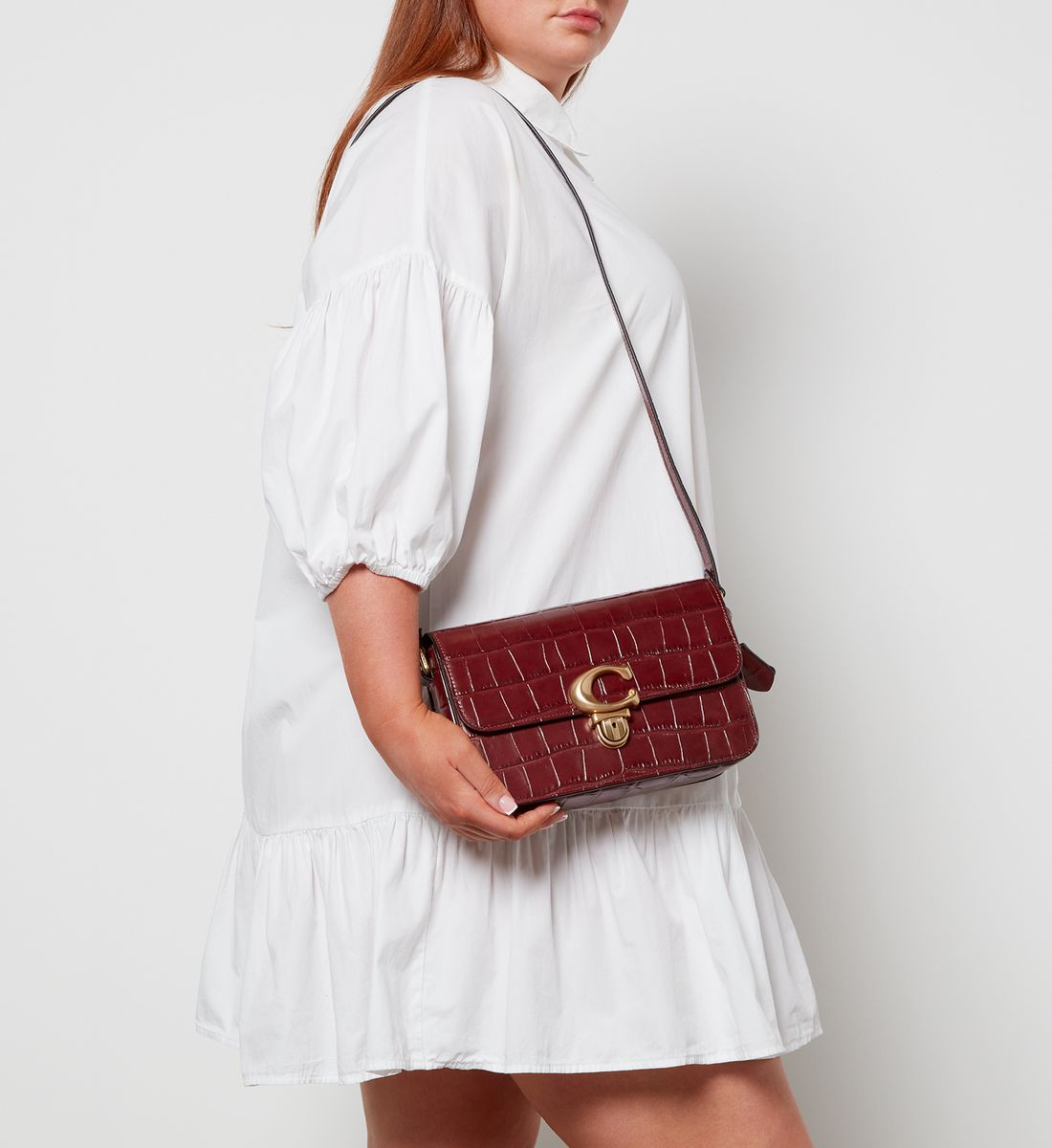 Buy Coach Studio Croc Embossed Bag Medium - Wine in Pakistan