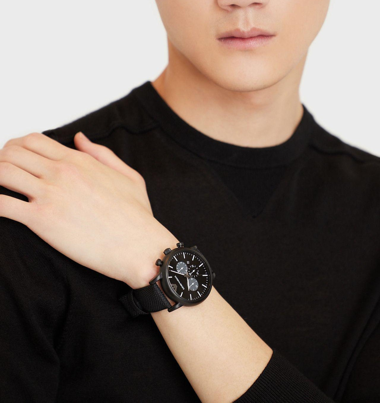 Buy Emporio Armani Men's Quartz Black Leather Strap Black Dial 46mm Watch AR11450 in Pakistan