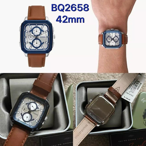 Buy Multifunction Brown Leather Strap Silver Dial Men's Watch in Pakistan