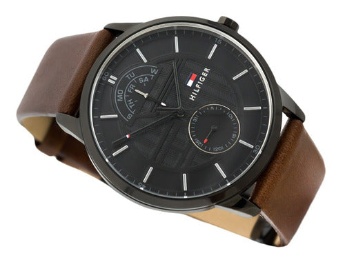 Buy Tommy Hilfiger Mens Quartz Leather Strap Black Dial 44mm Watch - 1791604 in Pakistan