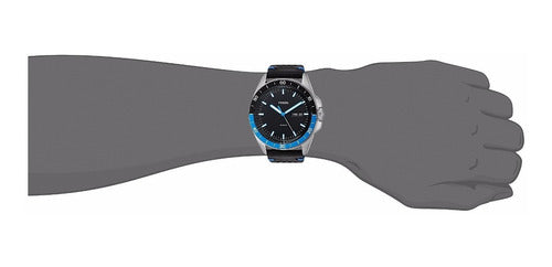 Buy Men's Quartz Sport Black Leather Strap Black Dial 44Mm Watch in Pakistan