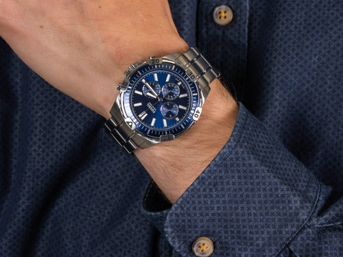 Buy Fossil Men's Chronograph Quartz Silver Stainless Steel Blue Dial 44mm Watch FS5623 in Pakistan