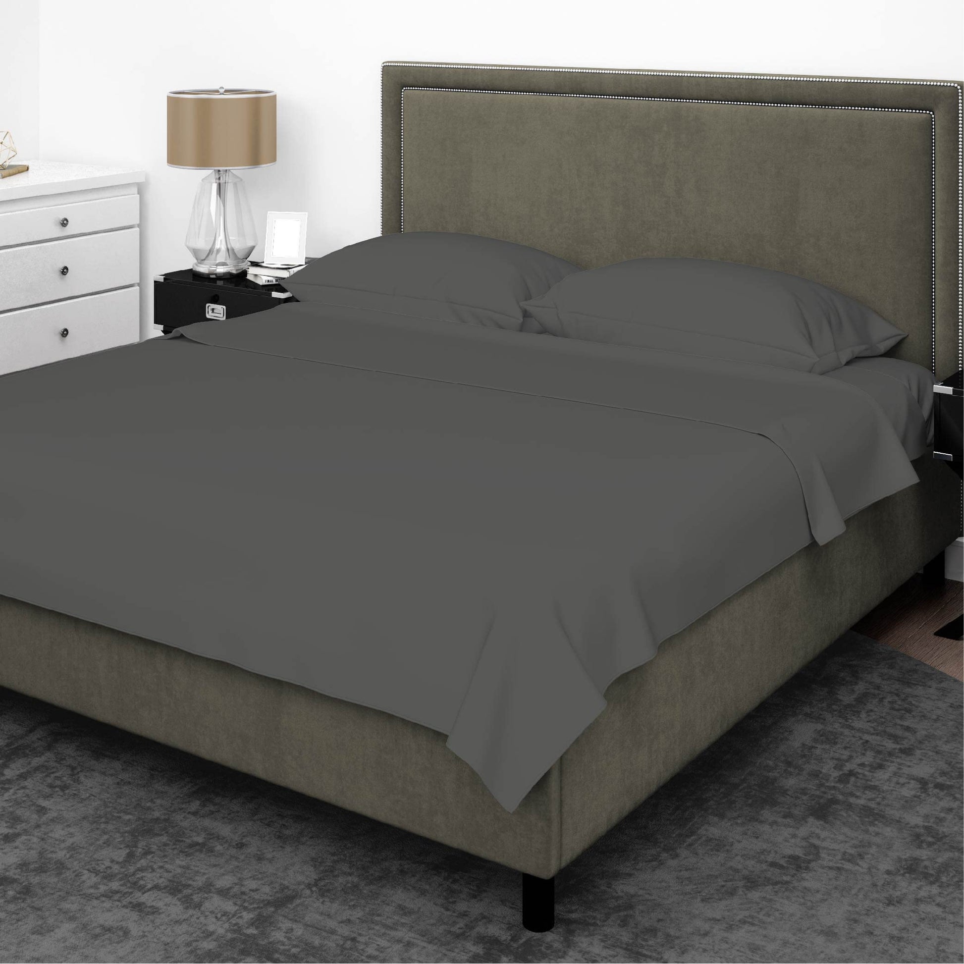 Buy The Sheets Company 400 Thread Count 100% Cotton Sateen Weave King Bedsheet Set - Charcoal in Pakistan