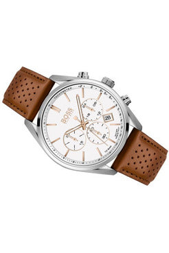 Buy Hugo Boss Men’s Quartz Leather Strap White Dial 44mm Watch 1513879 in Pakistan