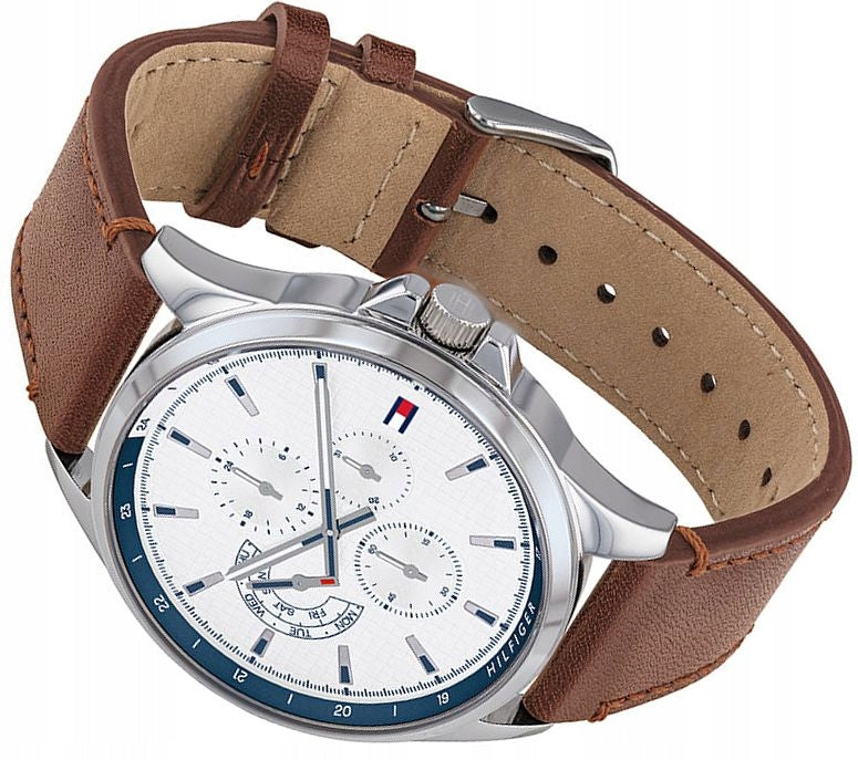 Buy Tommy Hilfiger Quartz Leather Strap White Dial 44mm for Men Watch - 1791614 in Pakistan