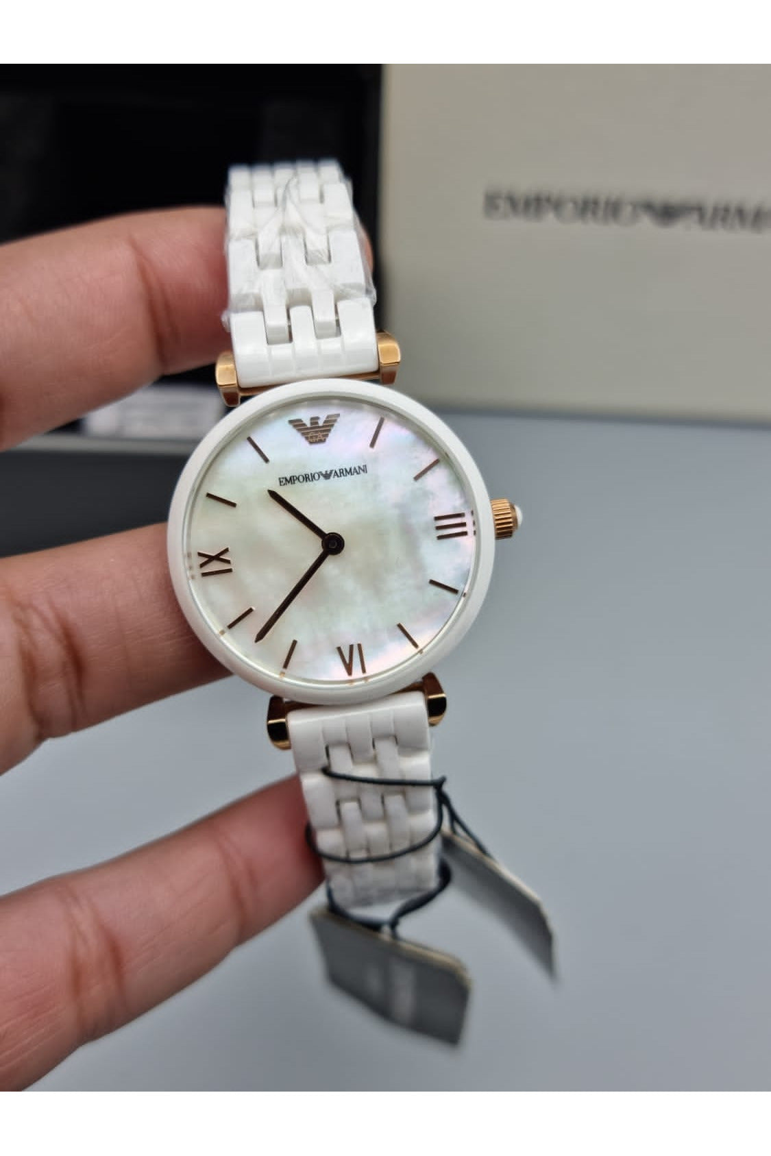 Buy Emporio Armani Retro White Ceramic Mother of Pearl Dial Quartz Watch for Ladies - Emporio Armani AR1486 in Pakistan