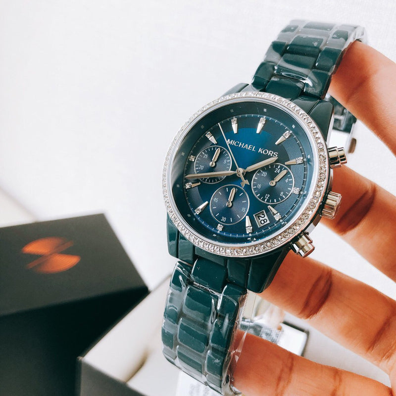 Buy Michael Kors Womens Quartz Blue Stainless Steel Blue Dial 37mm Watch - Mk6722 in Pakistan