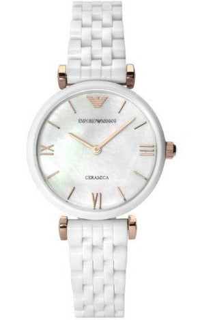 Buy Emporio Armani Retro White Ceramic Mother of Pearl Dial Quartz Watch for Ladies - Emporio Armani AR1486 in Pakistan